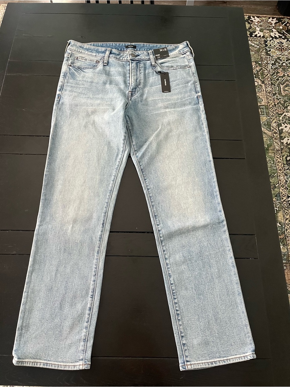 34 x 32 Express Light Wash Men's Straight Jeans